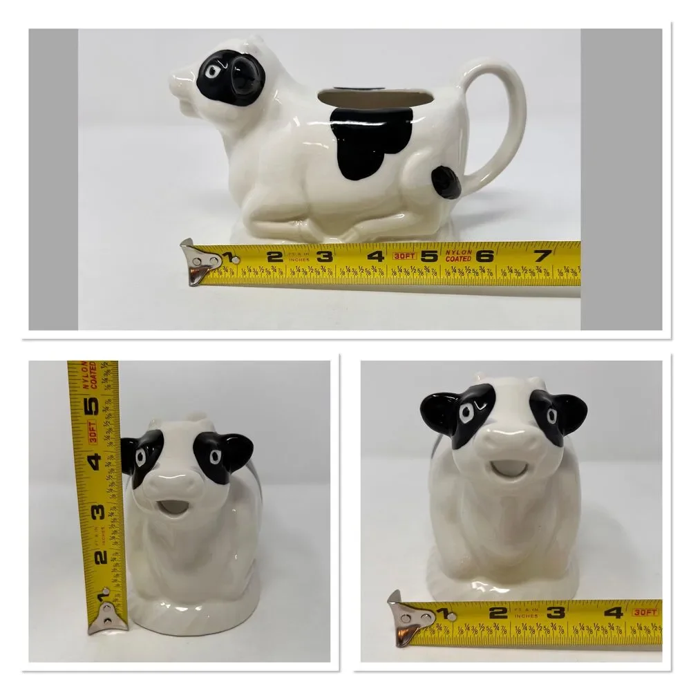 Vtg Himark County Fare Cow Creamer Ceramic Pitcher Japan Black White 7.5